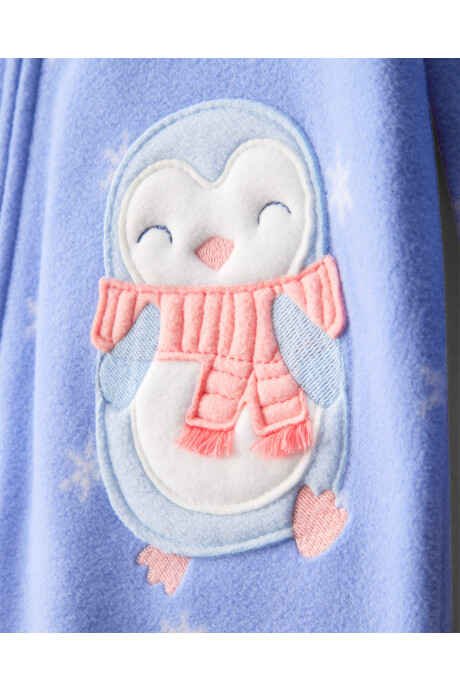 Pijama una pieza de micropolar, con pie, estampa pingüino Sin color