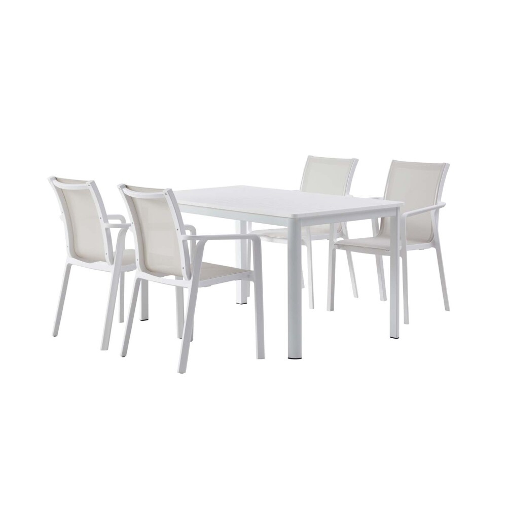 MESA COMEDOR DE EXTERIOR POLIPROPILENO BLANCO CARTAGENA