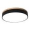 Luminaria Plafon Led Diám 30cm 18w Metal Y Madera Circular Negro