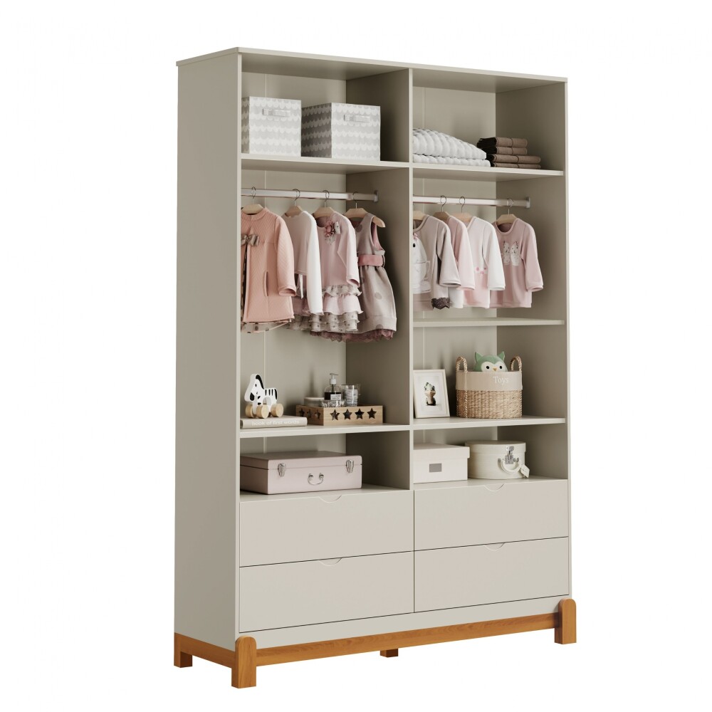 Ropero 4 Puertas 4 Cajones - Lotus Gris