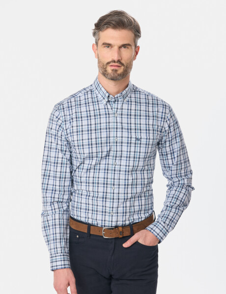 CAMISA CUADROS Celeste