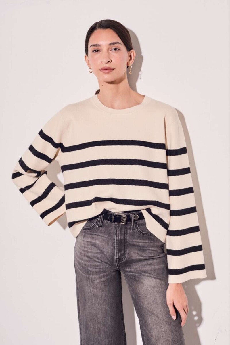 Sweater Rayado - Negro 