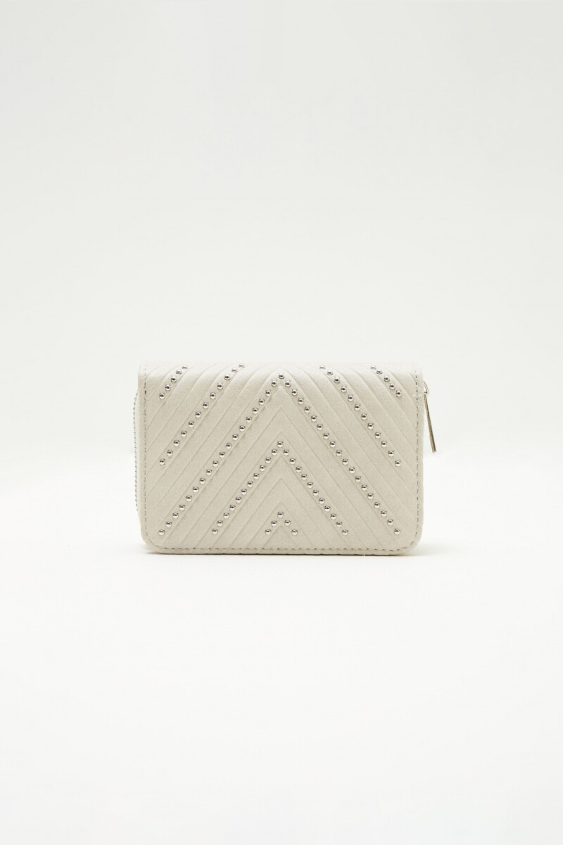 Billetera chica con tachas beige