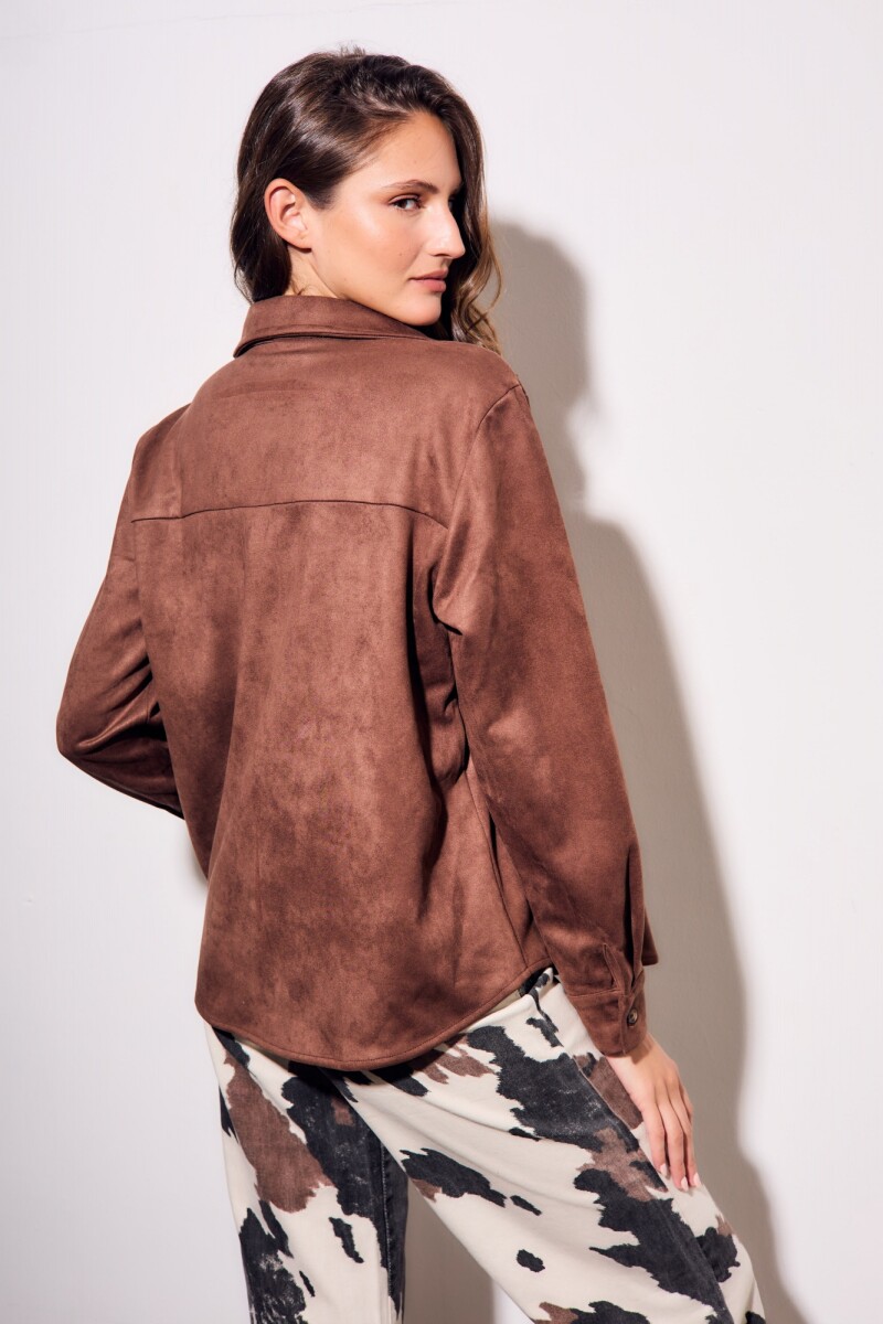 Camisa Gamuza Cuero Vegano Chocolate