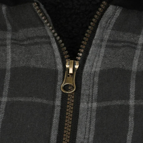 Campera Camisa Leñadora Cangurito Capucha Con Cierre Negro
