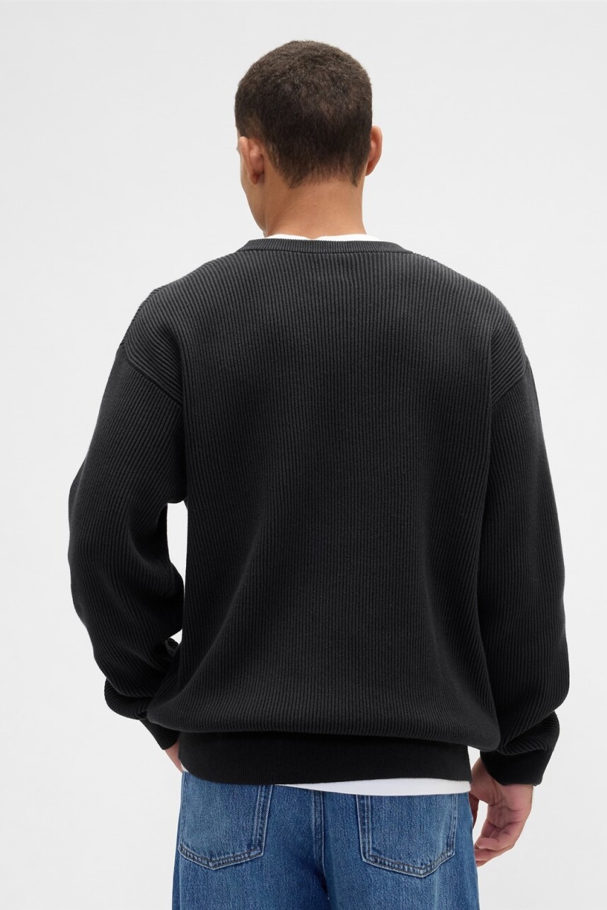 V-PLAITED RIB CREW Moonless Night