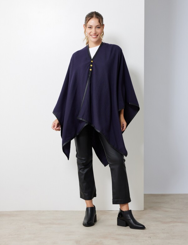 Ruana Botones Ribete AZUL