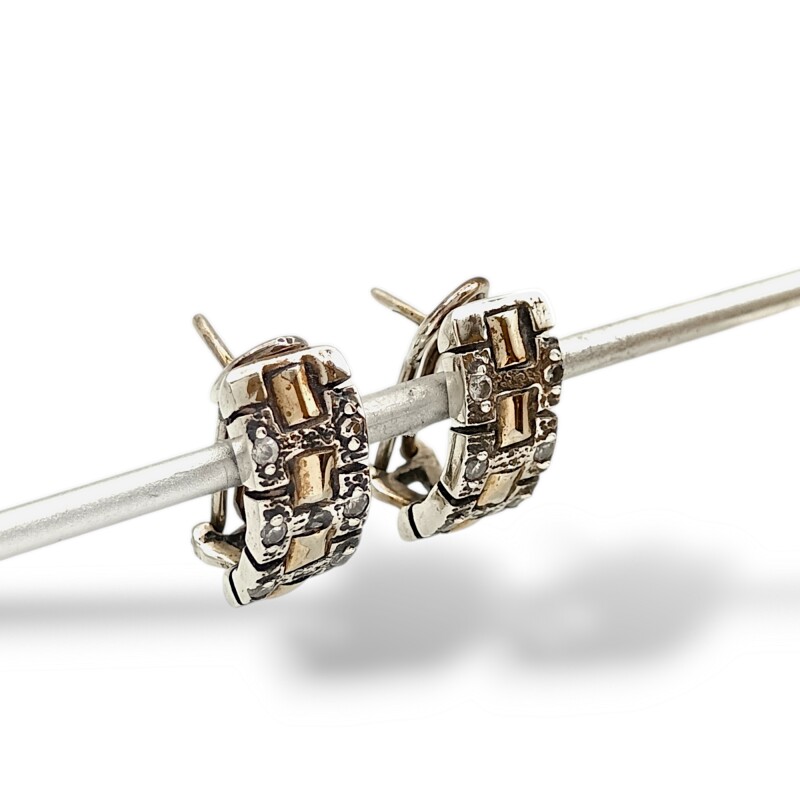 Caravanas Medio aro Zirconia-Plata y oro-Zirconia-CA5068 sinpiedra