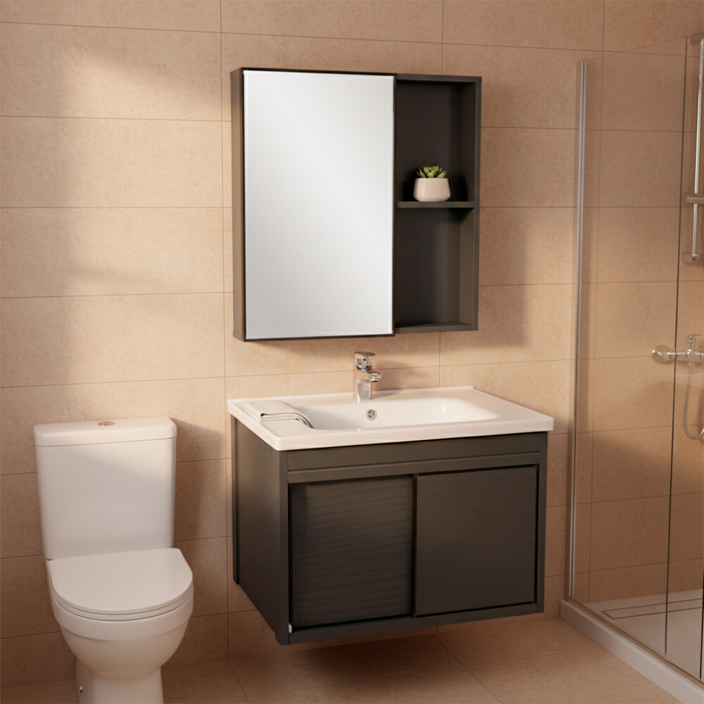 CONJUNTO DE BAÑO HABITARE MODELO NBA39-60B / MUEBLE + BACHA + BOTIQUIN Conjunto De Baño Habitare Modelo Nba39-60b / Mueble + Bacha + Botiquin