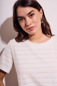 Remera M/corta Texturada Algodón Nacar