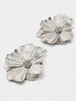 Pendientes Maxi De Flor Doble Esmaltados plateado