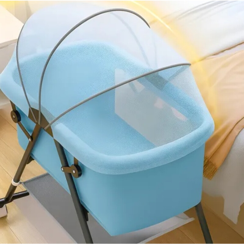 Cuna Moisés TOKIO Con Mosquitero Y Ruedas Infantil Bebe Celeste