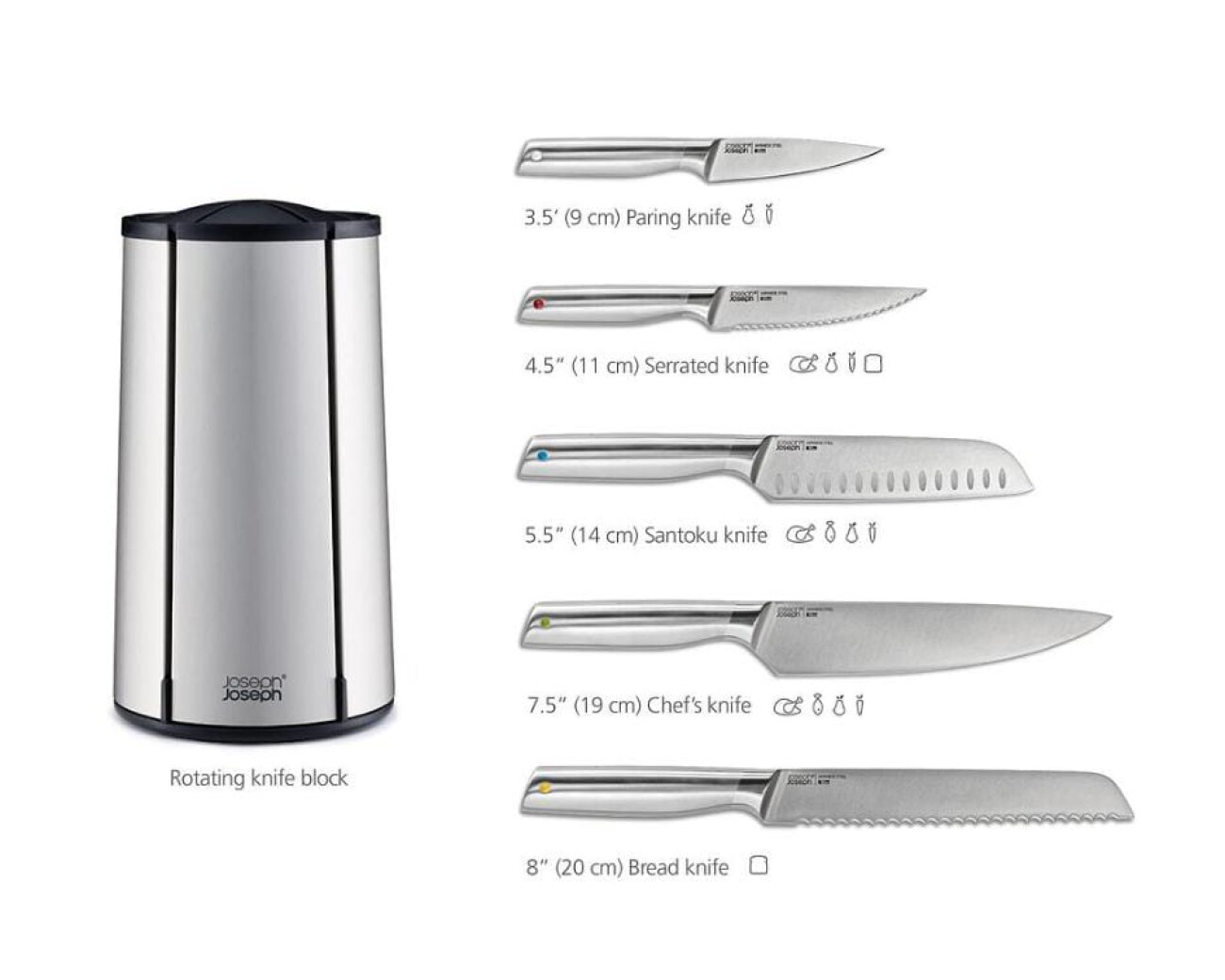 Set de 5 Cuchillos Joseph Joseph Elevate Steel Carousel Set de 5 Cuchillos Joseph Joseph Elevate Steel Carousel