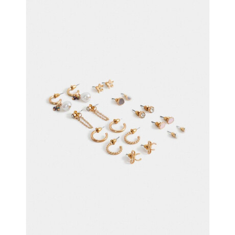 Aros Set 10 Argollas Y Pasantes Dorado