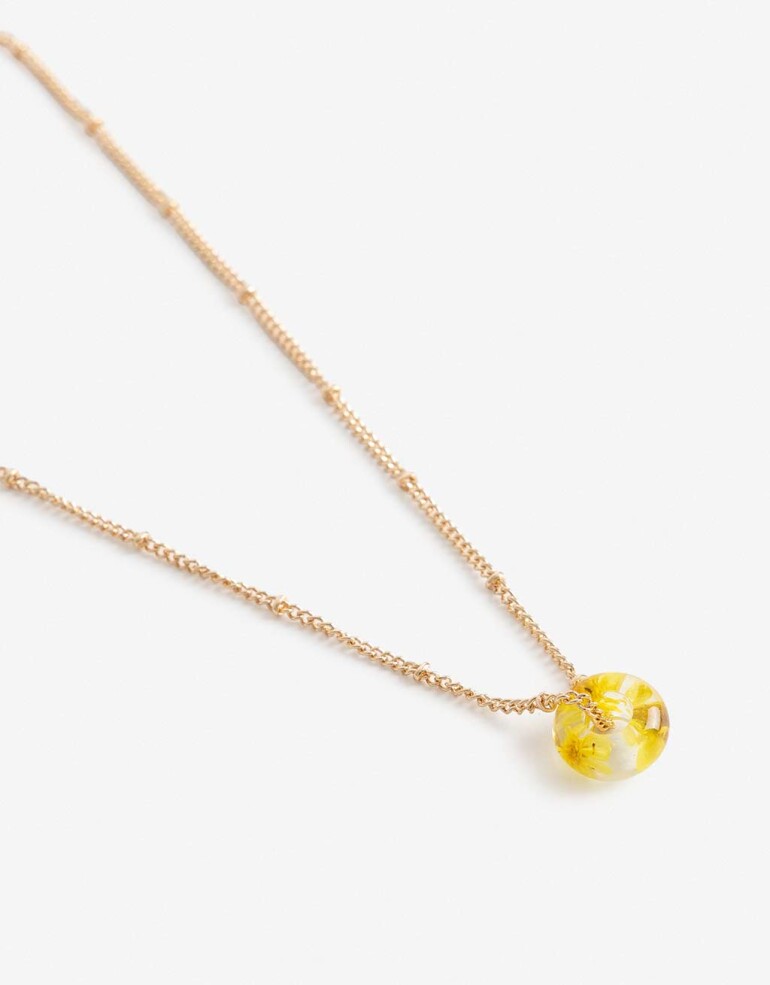Cadena Corta con Dije Resina Collar Dije Flor Resina - Dorado