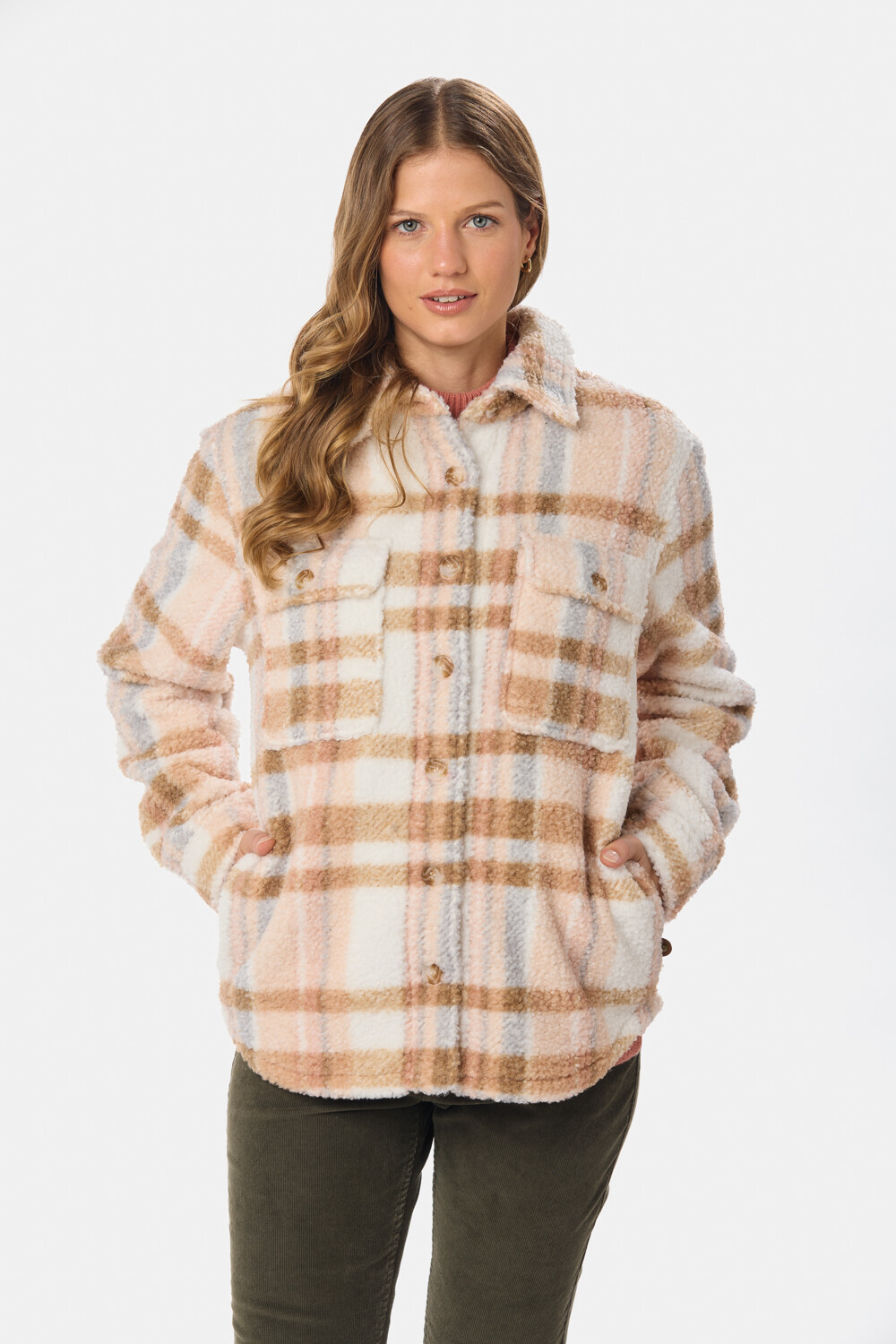CAMPERA CAMISA DE SHERPA Rosado