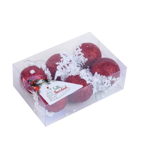 Esferas Con Glitter Rojo Y Blanco X6 Unidades 5cm Esferas Con Glitter Rojo Y Blanco X6 Unidades 5cm