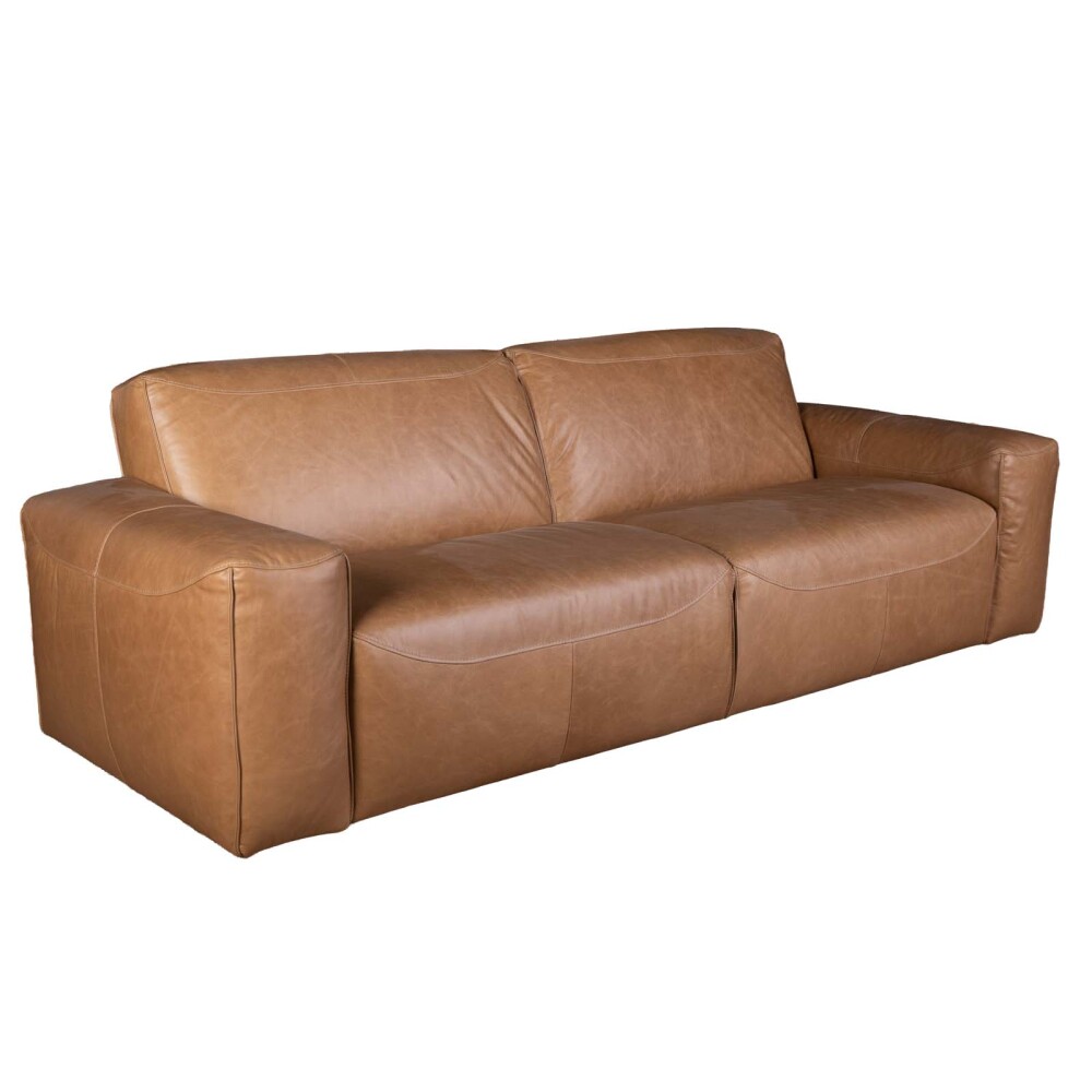 SOFA 3 CUERPOS CUERO-100-NATURAL MARRON PORTO CAMEL