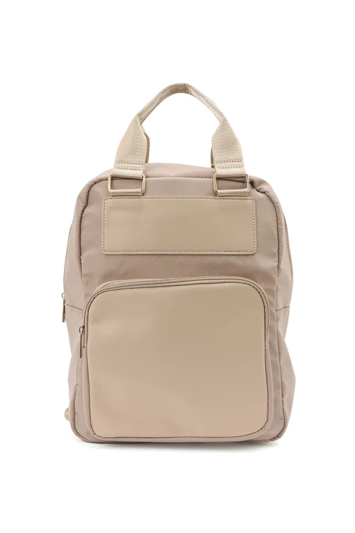 Mochila de nylon y PU Khaki