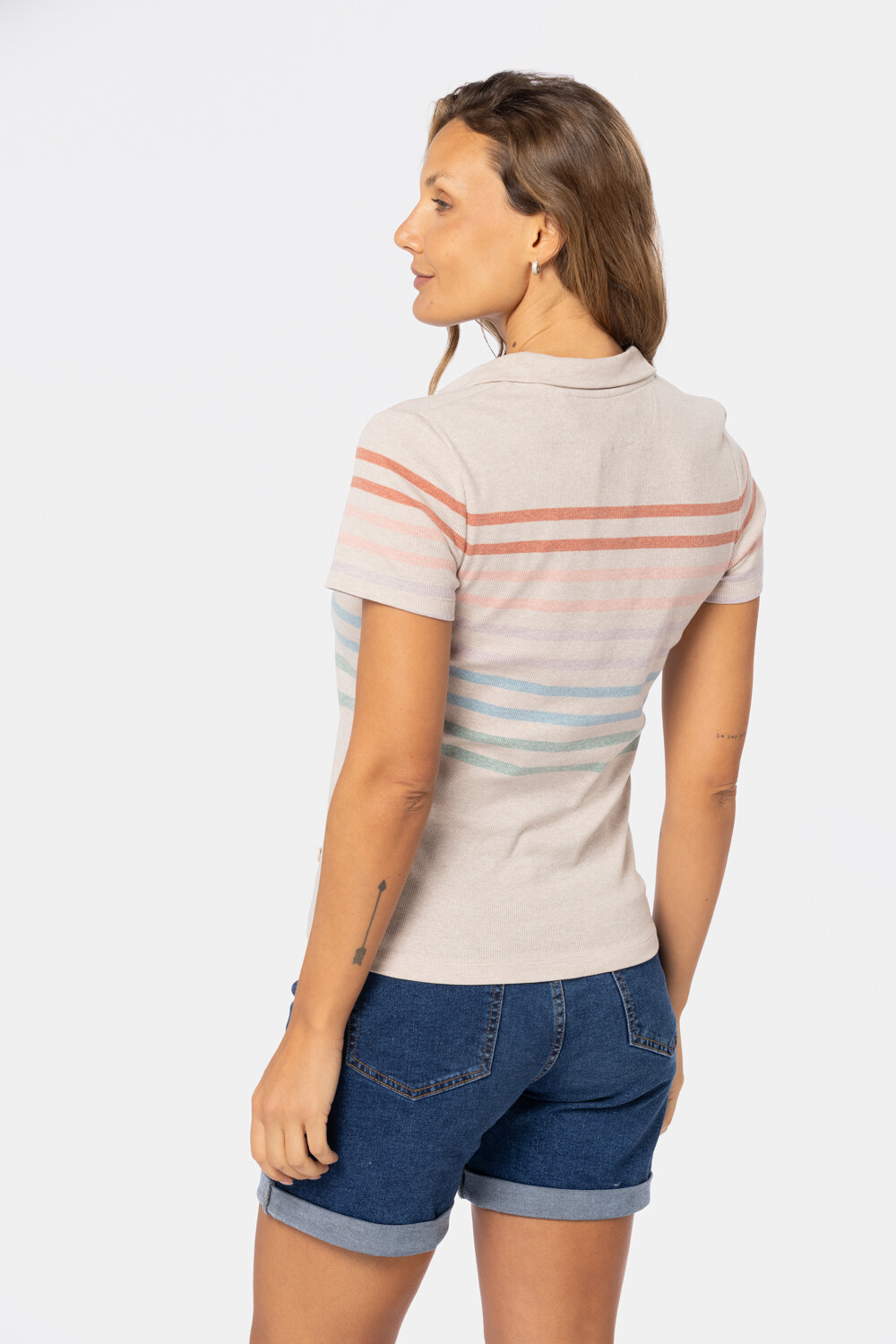 REMERA POLO RAYADA Beige