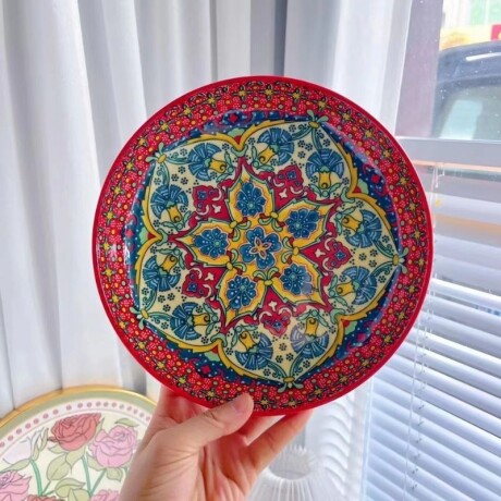 Plato Mosaico Varios Diseños Rojo