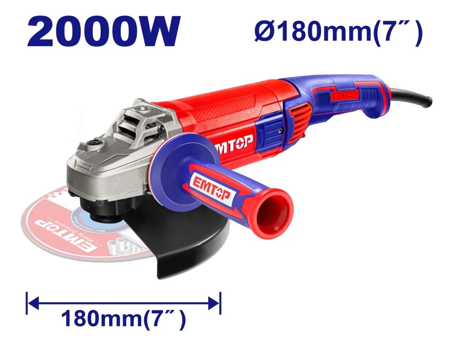 Amoladora angular Emtop 7" 2000w 
