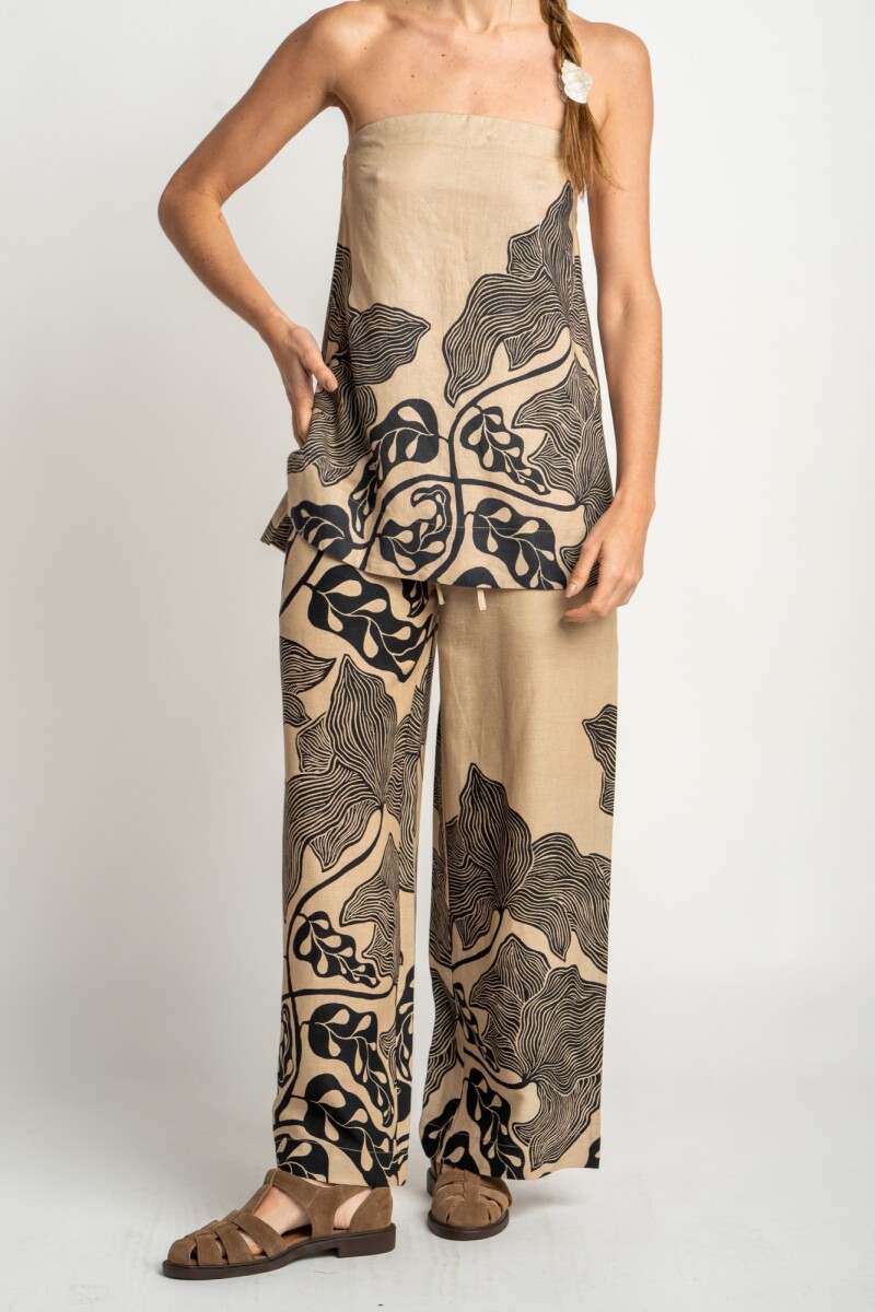 Pantalon Con Lino Print