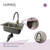 Pileta de cocina Lumax Acero Simple Canilla flexible 55x40 cm Negro