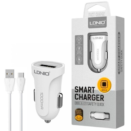 Cargador USB para auto LDNIO 2.4A 12W 1 USB Tipo A Cargador USB para auto LDNIO 2.4A 12W 1 USB Tipo A