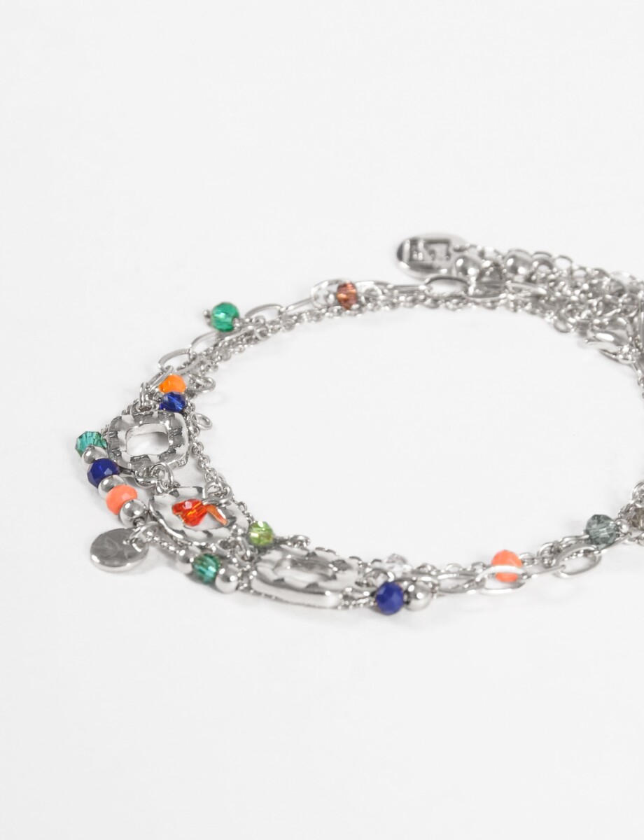 Set de tres pulseras dijes - plateado 