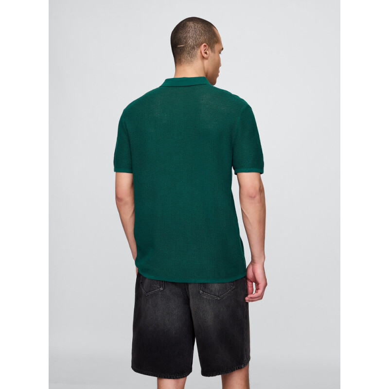CROCHET TEXTURE POLO RAIN FOREST 19-5232 TC