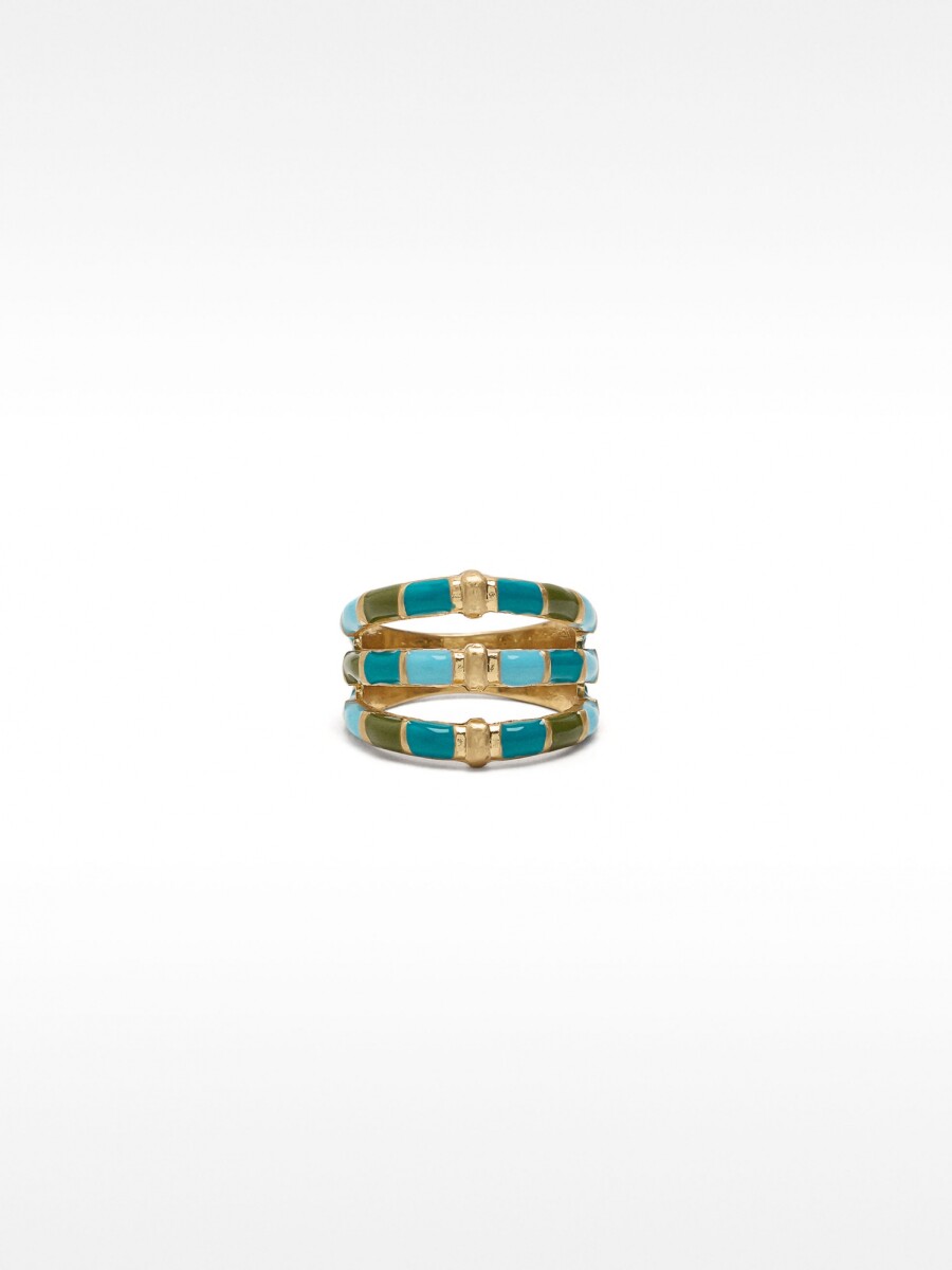 Anillo Efecto Triple Con Esmaltado multicolor