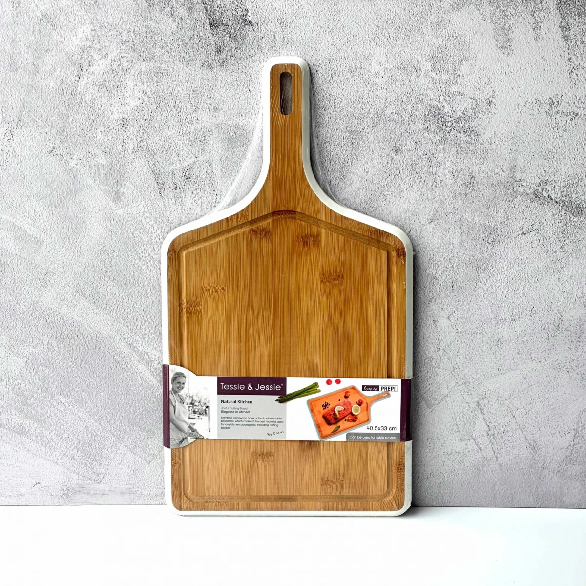 Tabla Bambú Rectangular c/Mango de Cocina 40.5cm x 33cm x 1.2cm 