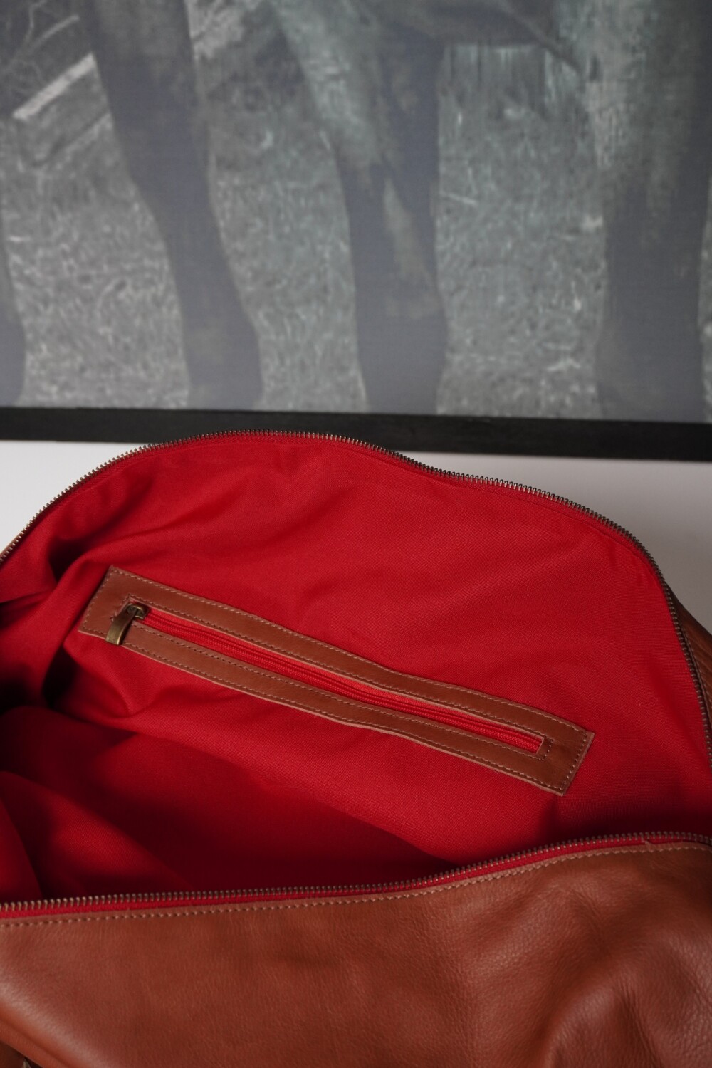 Honey Weekender Bag Caramel Red Zip