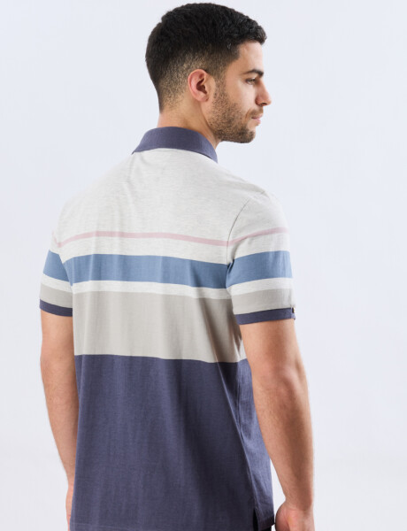 REMERA POLO RAYADA JERSEY Gris