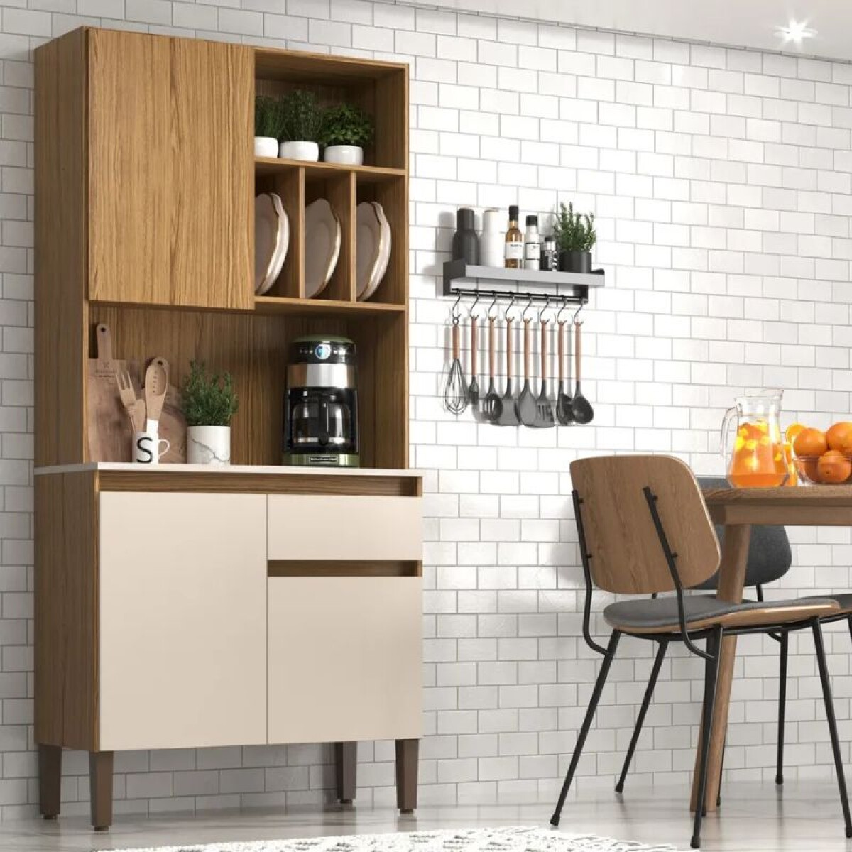 KIT COCINA 3 PUERTAS 1 CAJON NATURALE/GRIS PETRA 