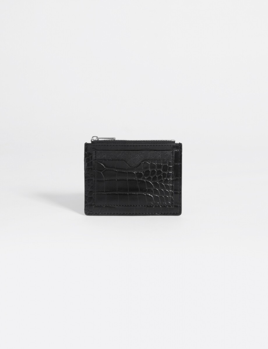 Tarjetero con tapa croco - negro 