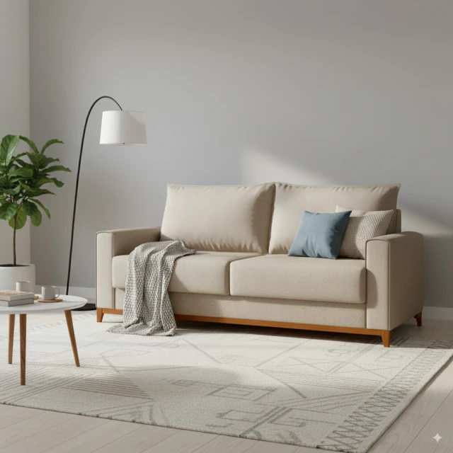 Sofá sillón 3 cuerpos - patas en madera BEIGE
