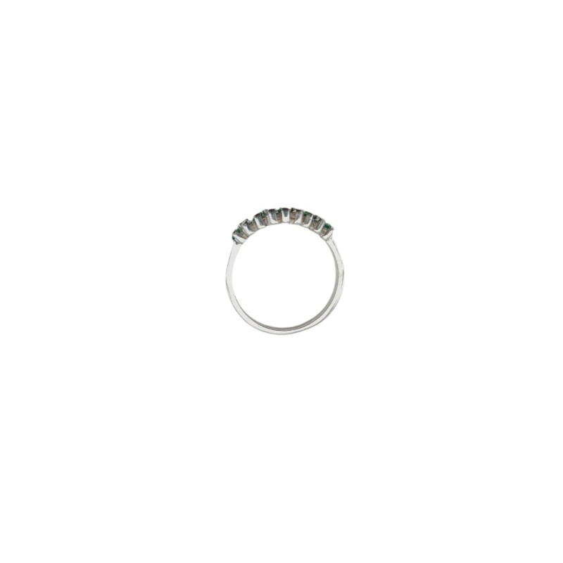Anillo Escalón-Plata 925-Con Esmeralda y Zirconia-AN4607 conpiedra