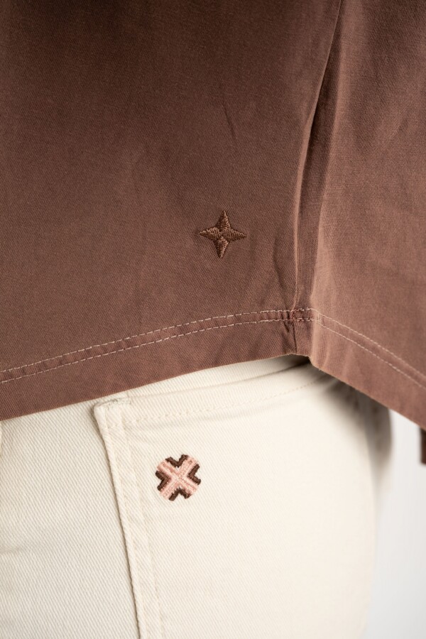 Remera Algodon Lavado Marron
