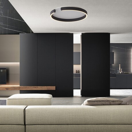 Plafón LED, Diseño anillo cortado, Dimerizable 40W 60CM NEGRO