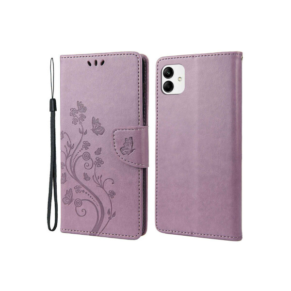 Flip cover Samsung Galaxy A04 diseño flores violeta Flip Cover Samsung Galaxy A04 Diseño Flores Violeta