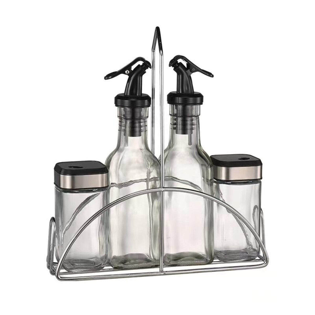 SET ESPECIEROS DE VIDRIO CON SOPORTE METAL, 4 PIEZAS TAPA PLÁSTICA METAL 