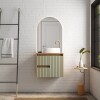 Mueble de baño suspendido Kyoto Verde 61 cm con tapa de vidrio y bacha de loza Mueble De Baño Suspendido Kyoto Verde 61 Cm Con Tapa De Vidrio Y Bacha De Loza