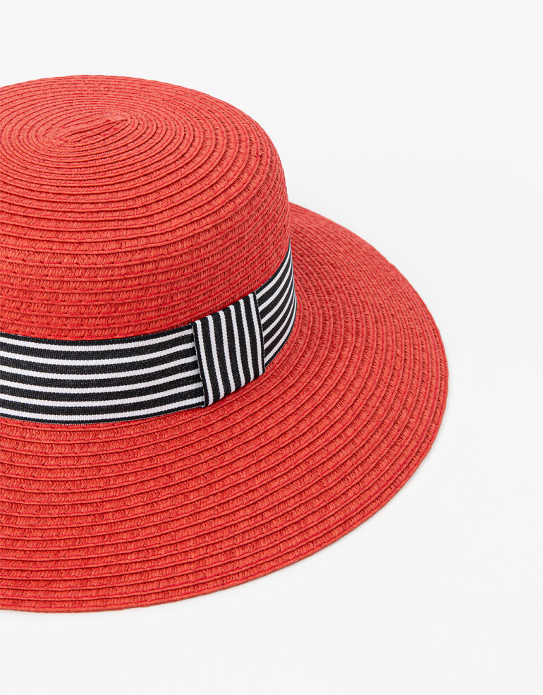Sombreros Playa Sombrero Efecto Rafia - Rojo Medio