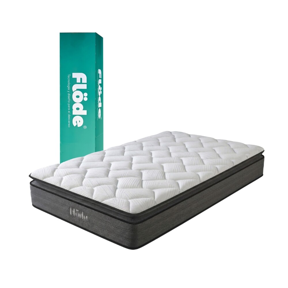 Colchón 1 1/2 Plaza en Caja con Resortes Pocket - Flöde Plus Colchón 1 1/2 Plaza en Caja con Resortes Pocket - Flöde Plus