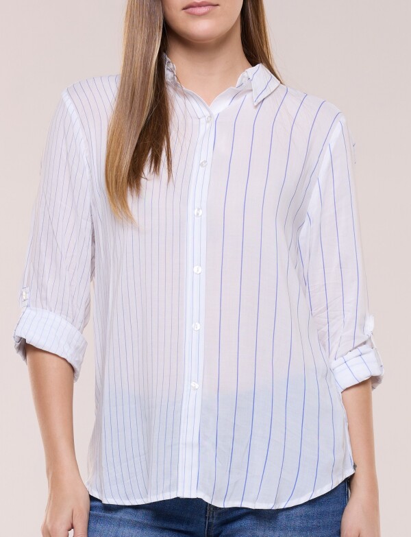 Camisa Lineas BLANCO/AZUL