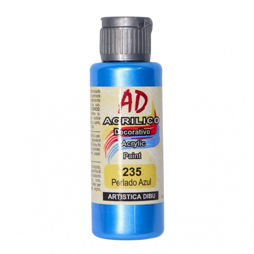 PINTURA ACRILICA ARTISTICA DIBU 60 ML. DIFERENTES COLORES COLOR PERLADO AZUL 235