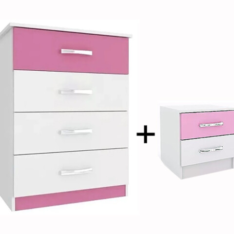 COMODA TMAX Infantil 4 Caj. c/Mesa de Luz - Rosa-BL/Azul-BL- Sin color