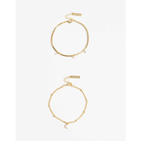 Set De Pulseras Con Cubic Zirconia Dorado